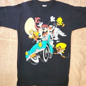 Vintage Looney Tunes Gang T Shirt Single Stitch Black Sherry's Best Size Large
